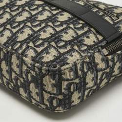 Pre Owned Dior Navy Blue Oblique Canvas Safari Bag