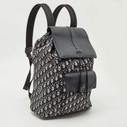 Pre Owned Dior Navy Blue Oblique Nylon Motion Backpack