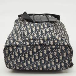 Pre Owned Dior Navy Blue Oblique Nylon Motion Backpack
