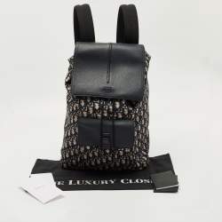 Pre Owned Dior Navy Blue Oblique Nylon Motion Backpack