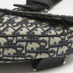 Pre Owned Dior Black Oblique Canvas Saddle Bag