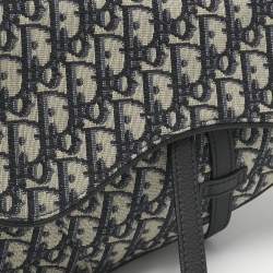 Pre Owned Dior Black Oblique Canvas Saddle Bag