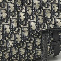 Pre Owned Dior Black Oblique Canvas Saddle Bag
