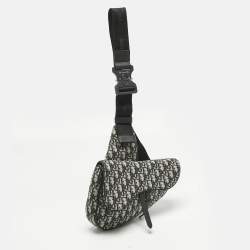 Pre Owned Dior Black Oblique Canvas Saddle Bag