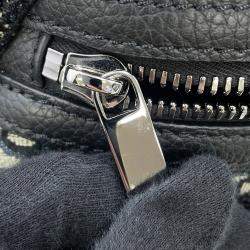 Pre Owned Christian Dior Scarab Oblique Beige Black Canvas Leather Crossbody Bag