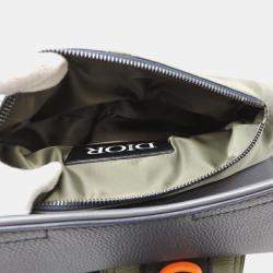 Pre Owned Dior Sacai Saddle Bag  Leather Body Khaki (Green X Navy)