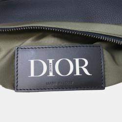 Pre Owned Dior Sacai Saddle Bag  Leather Body Khaki (Green X Navy)
