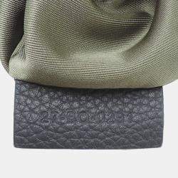 Pre Owned Dior Sacai Saddle Bag  Leather Body Khaki (Green X Navy)