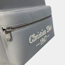 Pre Owned Christian Dior Dior Rider 1947 Logo Backpack  Gray Calfskin