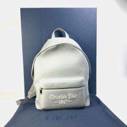 Pre Owned Christian Dior Dior Rider 1947 Logo Backpack  Gray Calfskin