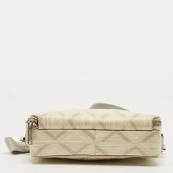 Pre Owned Dior Beige Diamond Print Coated Canvas and Leather Double Zip Camera Bag
