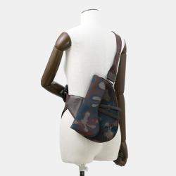 Pre Owned Dior Camouflage Saddle Crossbody Bag Bordeaux/Maru Color Canvas