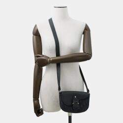 Pre Owned Dior Oblique Saddle Shoulder Black Canvas Calf Leather Size Mini