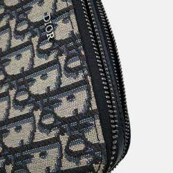 Pre Owned Dior Oblique Shoulder Bag Navy/Beige Canvas