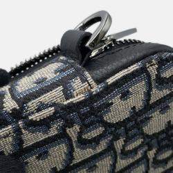 Pre Owned Dior Oblique Shoulder Bag Navy/Beige Canvas