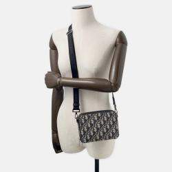 Pre Owned Dior Oblique Shoulder Bag Navy/Beige Canvas