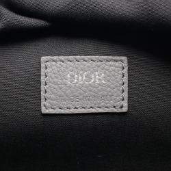 Pre Owned Christian Dior Dior Lingot26 Lango Oblique Gray/Silver Canvas Leather Handbag 