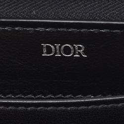 Pre Owned Dior Black Oblique Leather Voyageur Long Zip Around Wallet