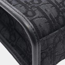 Pre Owned Christian Dior Dior Safari North-South Oblique Handbag  Canvas And Leather  Black