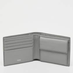 Pre Owned Dior Light Grey Oblique Leather Bi-fold Wallet