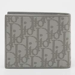 Pre Owned Dior Light Grey Oblique Leather Bi-fold Wallet