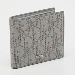 Pre Owned Dior Light Grey Oblique Leather Bi-fold Wallet