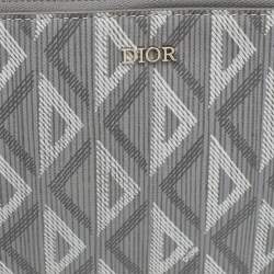Pre Owned Dior Light Grey CD Diamond Coated Canvas A5 Pouch