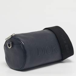 Pre Owned Dior Navy Blue/Black Leather Roller Messenger Bag