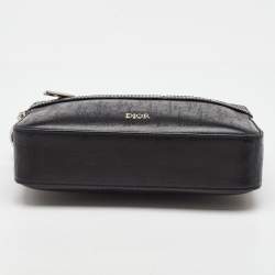Pre Owned Dior Black Perforated Oblique Leather Galaxy Safari Messenger Bag