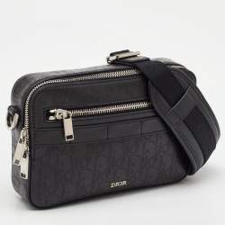 Pre Owned Dior Black Perforated Oblique Leather Galaxy Safari Messenger Bag
