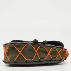 Pre Owned Dior x Sacai Multicolor Technical Fabric and Leather Mini Saddle Bag