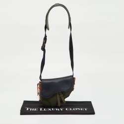 Pre Owned Dior x Sacai Multicolor Technical Fabric and Leather Mini Saddle Bag