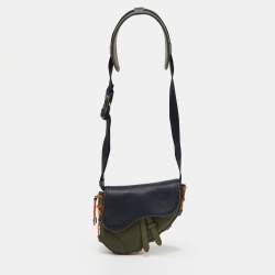 Pre Owned Dior x Sacai Multicolor Technical Fabric and Leather Mini Saddle Bag