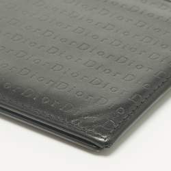 Pre Owned Dior Black Logo Embossed Leather Bifold Wallet