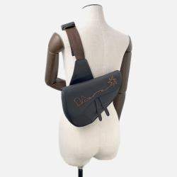 Pre Owned Dior Diorx Cactus Jack Saddlebag Black/Brown Leather