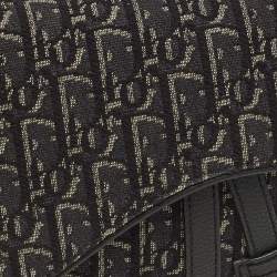 Pre Owned Dior Black Oblique Canvas and Leather Saddle Bag