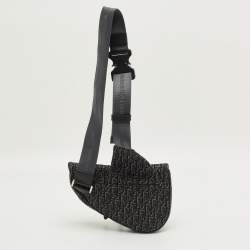 Pre Owned Dior Black Oblique Canvas and Leather Saddle Bag