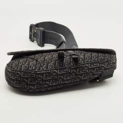 Pre Owned Dior Black Oblique Canvas and Leather Saddle Bag