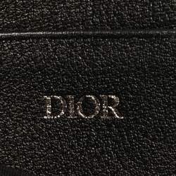 Pre Owned Dior Black Leather Zip Wristlet Pouch