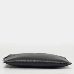 Pre Owned Dior Black Leather Zip Wristlet Pouch