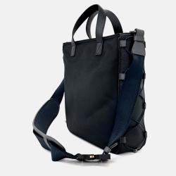 Pre Owned Dior Black Canvas and Leather X Sacai Saddle Tote and Shoulder Bag