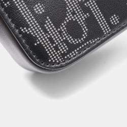Pre Owned Christian Dior Dior World Tour Messenger Pouch Oblique Shoulder Bag Leather Black/Gray