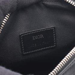 Pre Owned Christian Dior Dior World Tour Messenger Pouch Oblique Shoulder Bag Leather Black/Gray
