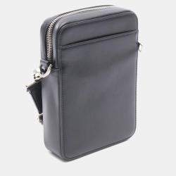 Pre Owned Christian Dior Dior World Tour Messenger Pouch Oblique Shoulder Bag Leather Black/Gray