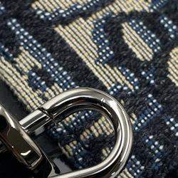 مملوكة مسبقًا حقيبة كلاتش ديور بالتعاون مع كيني شارف قماش جاكار بنقشة مائلة باللونين الأسود/البيج