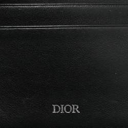 مملوكة مسبقًا محفظة ديور دي كوديات كانفاس مقوى بالماس أسود/رمادي ثنائية الطية