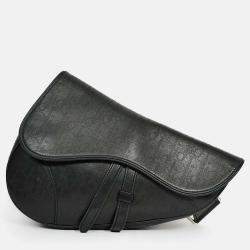 مملوكة مسبقًا Christian Dior 2020 Black Oblique Leather Saddle Bag (Mens)