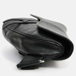 Pre Owned Christian Dior 2020 Black Oblique Leather Saddle Bag (Mens)