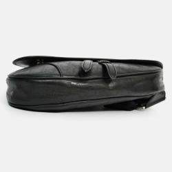Pre Owned Christian Dior 2020 Black Oblique Leather Saddle Bag (Mens)