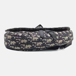 Pre Owned حقيبة السرج ديور مائل قماش أزرق بحري